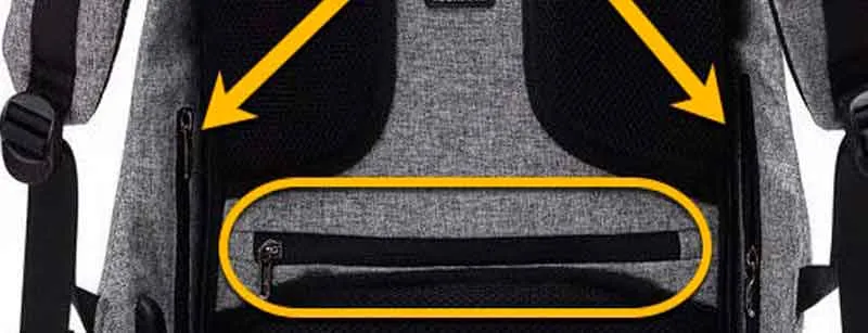 Bolsillos ocultos en las mochilas antirrobo