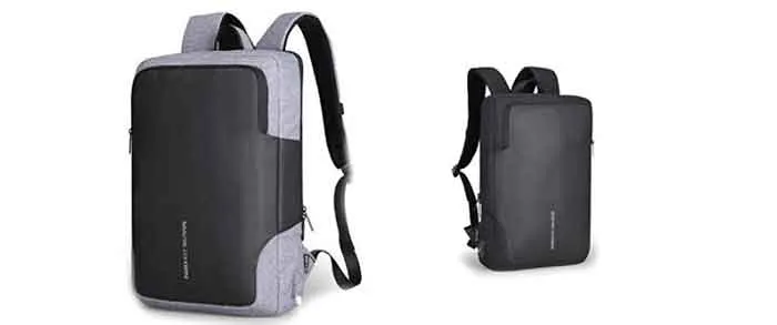 Dos combinaciones de color posibles, negro-negro o negro-gris para la mochila antirrobo Mark Ryden NOX